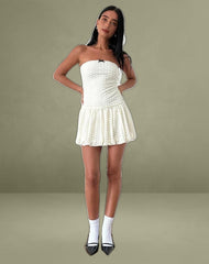 Cryolan Bandeau Mini Dress in Ivory Heart Lace