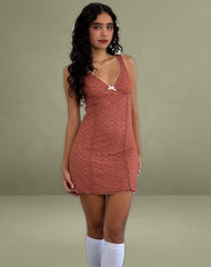 Itzy Lace Mini Dress in Withered Rose