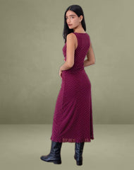 Gabriella Dress in Basic Polka Flock Berry