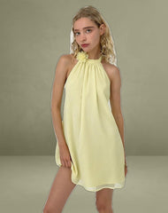 Margaux Mini Dress in Chiffon Lemon