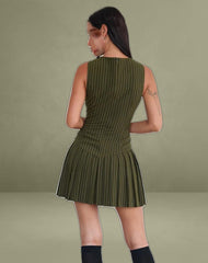 Semasa Mini Dress in Khaki Pinstripe