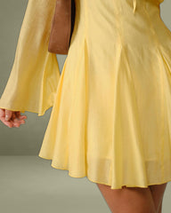 Yellow Bell Sleeve A-Line Mini Dress