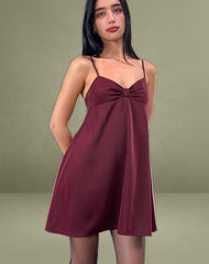 Rafaila Mini Slip Dress in Satin Burgundy