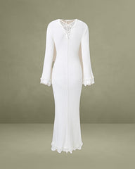 White Bell Sleeve Bodycon Sweater Dress