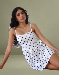 Ramana Mini Dress in 80s Polka White