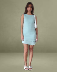 Renata Mini Dress in Light Blue Shimmer Rib