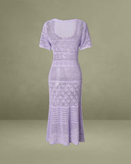 Purple U Neck Cut Out Sweater Dress