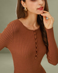 Caramel Bodycon Sweater Dress