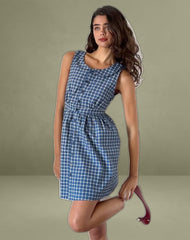 Sokasi Mini Dress in Navy Tartan