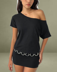 Edwina Off The Shoulder Mini Dress in Black