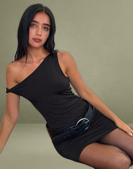 Leona Twist Sleeve Mini Dress in Black