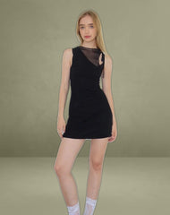 Masita Asymmetric Mini Dress in Black