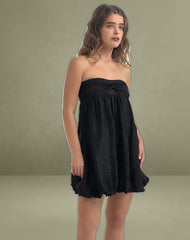Richie Mini Dress in Satin Jacquard Black