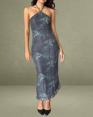 Ribka Midi Dress in Faded Botanical Green