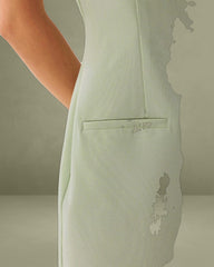 Green Square Neck Slip Mini Dress