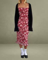 Nawari Midi Dress in Printed Lace Cherry
