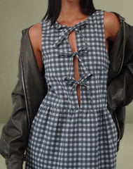 Prelith Midi Dress in Black Grey Tonal Gingham