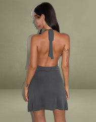 Malora Cowl Mini Dress in Charcoal