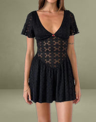 Geni Mini Dress in Regal Lace Black