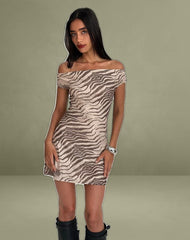 Hari Mini Dress in Mesh Wild Animal Neutral