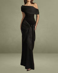 Black Off-the-Shoulder Mermaid Maxi Dress