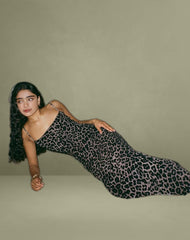 Darsih Maxi Dress in Flocked Rar Leopard