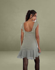 Binita Mini Dress In Chiffon Olive