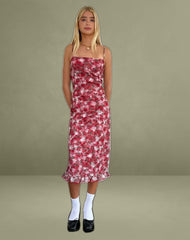 Nawari Midi Dress in Printed Lace Cherry