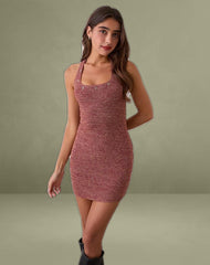 Codiya Stud Mini Dress in Red Shimmer