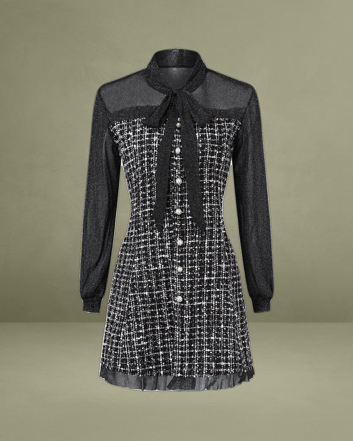 Black See Through A-Line Mini Dress