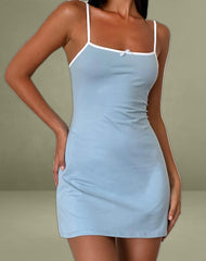 Riniko Mini Dress in Nantucket Blue with White Binding