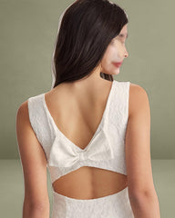 White Lace Backless Mini Dress