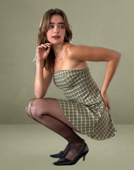 Hadia Bandeau Mini Dress in Check Yellow