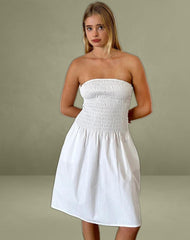 Belesi Bandeau Midi Dress in Poplin White