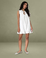Lalita Babydoll Mini Dress in Poplin White