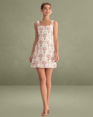 Pink Square Neck Floral Slip Mini Dress