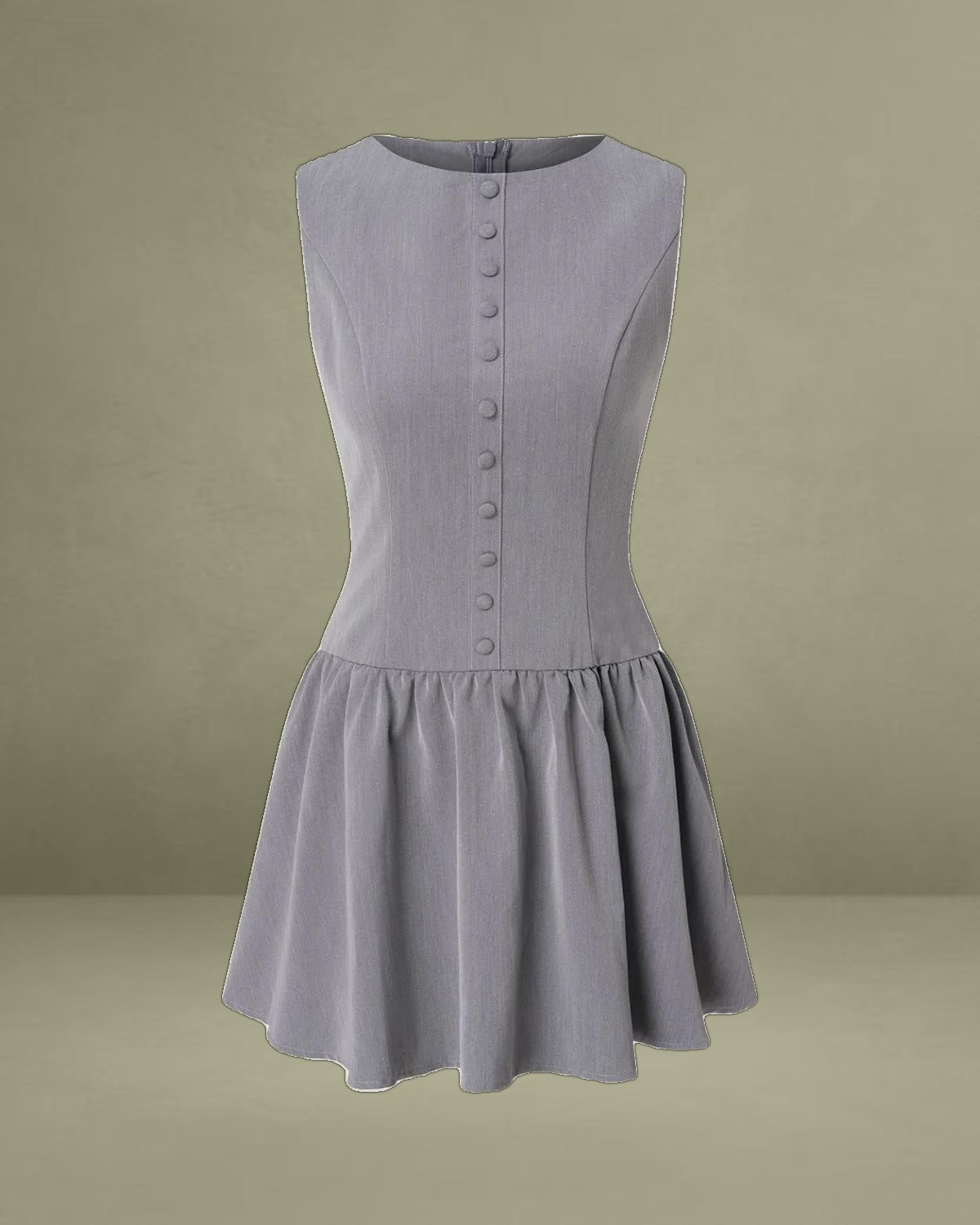 Grey Boat Neck Sleeveless Mini Dress