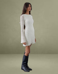 Sevila Long Sleeve Dress in Bubble Lace Ivory
