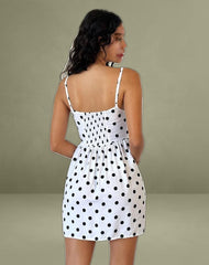Ramana Mini Dress in 80s Polka White