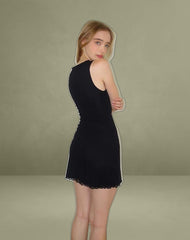 Masita Asymmetric Mini Dress in Black
