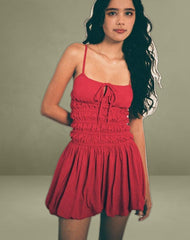 Rasmil Bubble Mini Dress in Adrenaline Red