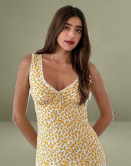 Lavisha Midi Dress in Yellow Cosmos Garden