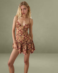 Marja Cami Mini Dress in Chiffon Rusty Flower