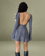 Sarweni Long Sleeve Mini Dress in Midnight Shimmer