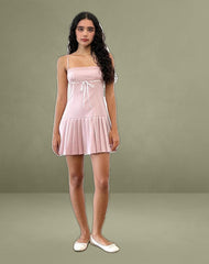 Wimala Dress in Dusky Pink with White Binding