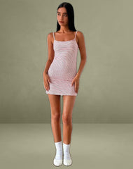 Anzhelina Strappy Mini Dress in Red and White Stripe