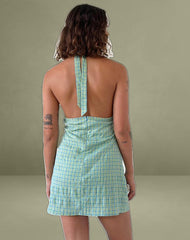Corla Mini Dress in Check Green