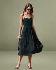Black Sweetheart Neck Slip Midi Dress