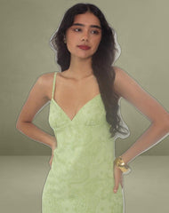 Sastra Midi Dress in Retro Paisley Lime