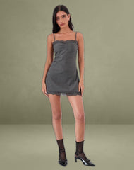 Larna Mini Dress in Check Tailoring Grey